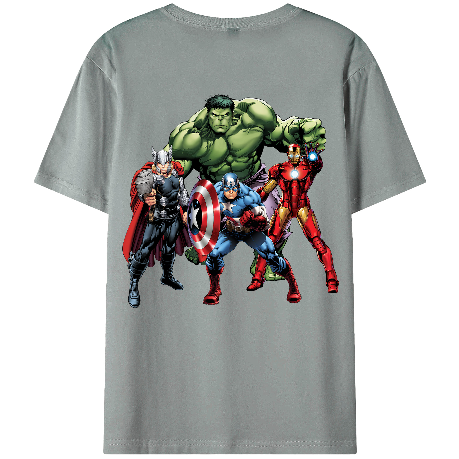 （画像用） アベンジャーズ The Avengers 綿100％ メンズ半袖Tシャツ（バックプリント） 通気性